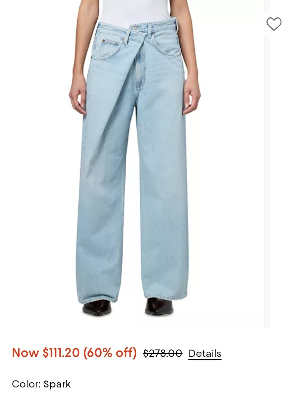 Agolde Fold-Over Light Blue Wide-Leg Women’s Jeans